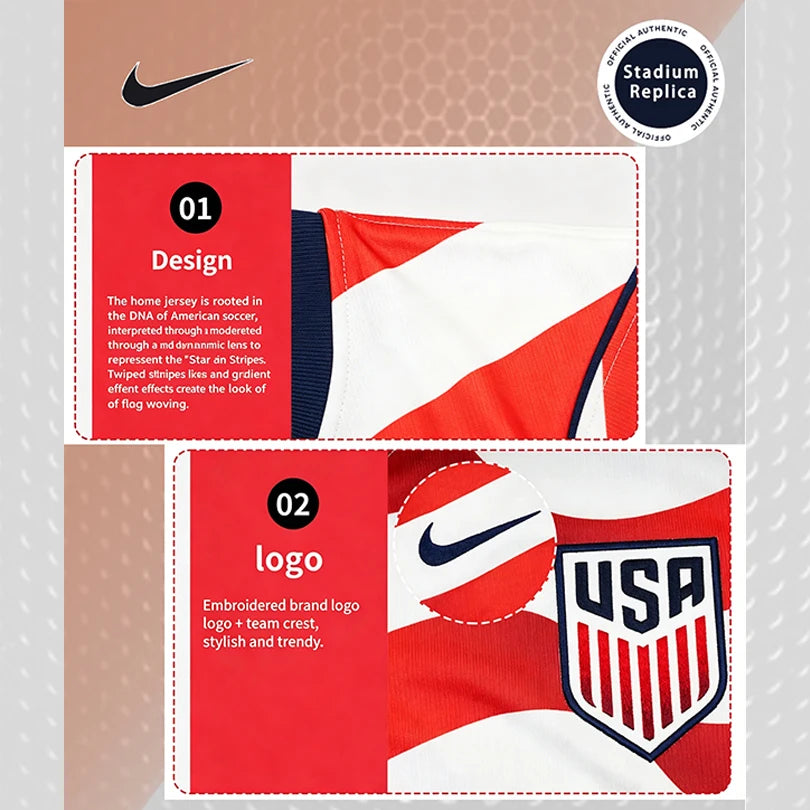 Nike Dri-FIT Unisex 2026 World Cup USA Home Fan Version Quick-Dry Soccer Jersey Short Sleeve T-Shirt IB5339-133